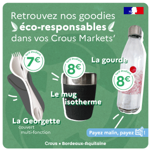 Goodies eco-responsables disponibles en Crous Markets'