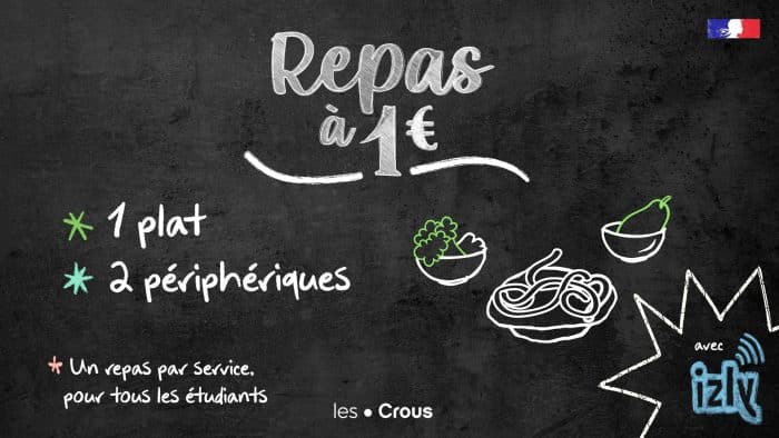Tout savoir sur le repas à 1€ pour les étudiants 1 Repas a 1 euro Ecran paysage fixe